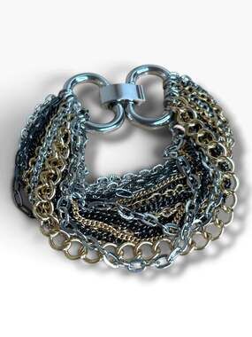 Lauren Ralph Lauren Mixed Metal Multi Strand Chain Bracelet Gold Silver Gunmetal